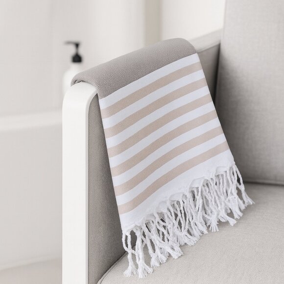 Citizens of the Beach Other - Sand Free Brown Beige 100% Turkish Cotton Beach Bath Towel Citizens of the Beach